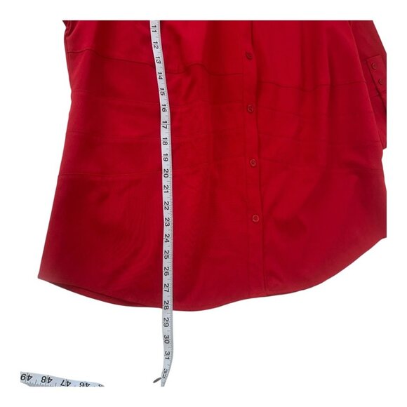 Style & Co Woman Red Long-Sleeve Button-Up Stretch Shirt 20W Polyester/Spandex - Picture 5 of 12